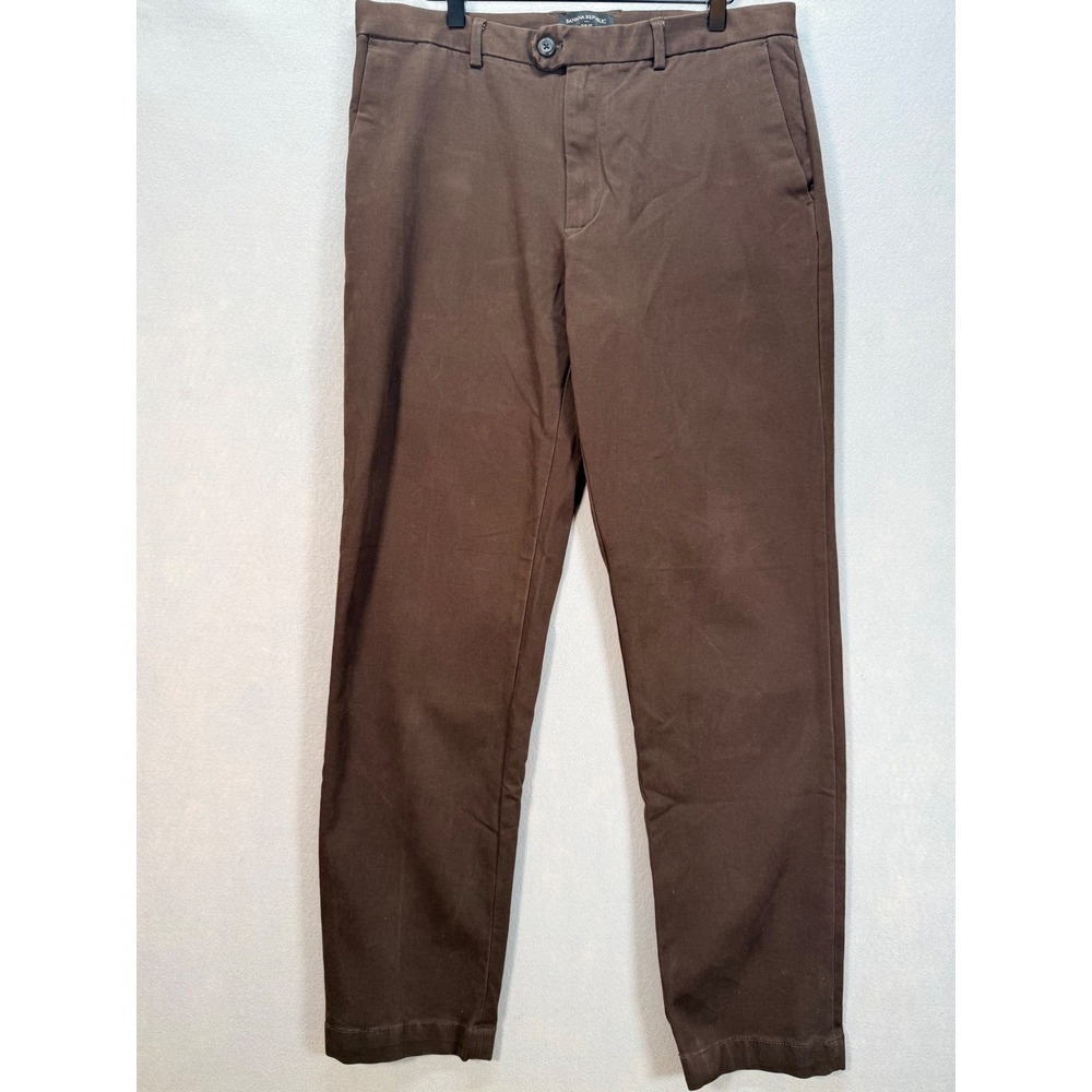 Banana Republic Slim Fit‎ Chino Pants Mens 34x34 Brown Cotton Stretch Trousers